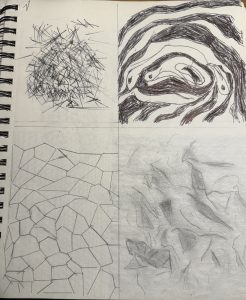 Picture of different sketched textures and rhythems